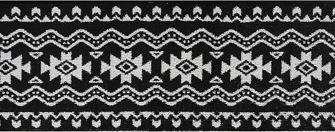 Custom Length Cut to Size Tribal Ethnic Southwestern Inspired Hallway Runner Rug, Non Slip Rubber Backed, 31 inch Wide X Customized Length, Aztec Black, 31 inch X 7 feet