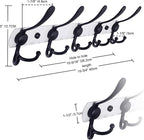 Dseap Wall Mounted Coat Rack - 5 Tri Hooks, Heavy Duty, Stainless Steel, Metal Coat Hook Rail for Coat Hat Towel Purse Robes Mudroom Bathroom Entryway (White & Black, 2 Packs)