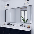 VocalStar Black Metal Framed Bathroom Mirror for Wall, 72 x 36 Inch Large Rounded Rectangle Matte Black Bathroom Vanity Mirror Farmhouse, 1/4-inch Shatterproof Glass | Ultra-Flush Hanging