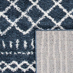 SAFAVIEH Arizona Shag Collection Area Rug - 3'2" Square, Slate Blue & Ivory, Moroccan Design, 1.6-inch Thick, Non-Shedding, Ideal for High Traffic Areas in Living Room, Bedroom, Dining (ASG741L-3SQ)
