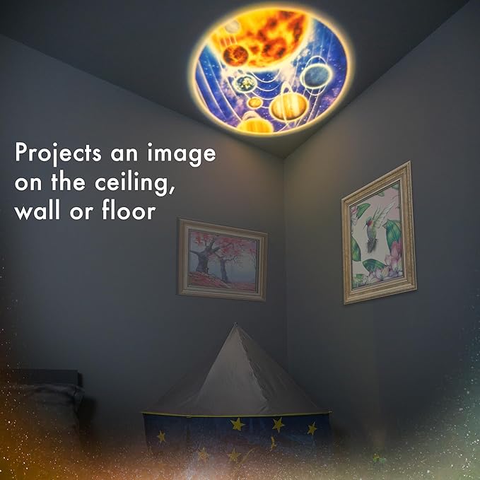 Projectables Six Image LED Plug-In Night Light, Light Sensing, Auto On/Off, Projects Solar System, Earth, Moon, Safari, Aquarium, and Coral Reef on Ceiling, Wall, or Floor 13347