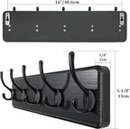 WEBI Coat Rack Wall Mount,Coat Hanger Wall,16" Hole to Hole,Coat Hooks Wall Mounted,Hook Rack,5 Hooks for Hanging Coats,Hats,Jacket,Clothes,Entryway,Black
