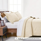 Love's cabin California King Size Quilt Set Beige Bedspreads - Soft Summer Lightweight Bedspread Comforter - Modern Coin Pattern Coverlet for All Season - 3 Pieces (1 Quilt, 2 Pillow Shams)
