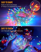 Battery Operated Fairy Lights, 10Feet 120LEDs Firecracker String Lights Waterproof Silver Wire Starry Firefly Lights for DIY Wreath Home Weeding Indoor Outdoor Christmas Decorations, Multicolor
