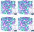 JMEXSUSS 4 Pack 50 LED Purple and Green Fairy Lights Battery Operated, 16ft String Fairy Lights for Tree Party Holiday Decor
