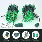 BrizLabs Christmas Lights, 69.6ft 300 Count Green String Lights, Connectable Incandescent Mini Light, 120V UL Certified Light String for Xmas Tree Indoor Outdoor St. Patrick's Day Party Decor