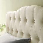 Modway Annabel Tufted Button Linen Fabric Upholstered King Headboard in Ivory