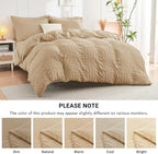 HYMOKEGE Khaki King Size Comforter Set Seersucker 7 Pieces, All Season Luxury Bed in a Bag for Bedroom, Bedding Set with Comforter, Sheets, Pillowcases & Shams