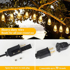 Brightever 50FT Outdoor String Lights Waterproof, 2700K Bright LED Patio Lights with 27 ST38 Shatterproof Vintage Bulbs, Retro Connectable Edison String Lights for Outside, Garden, Balcony, Porch