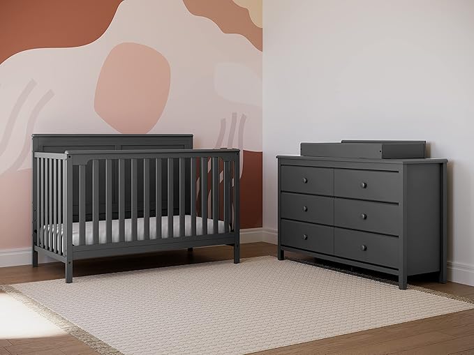 Storkcraft Alpine 6-Drawer Dresser (Gray) – GREENGUARD Gold Certified, Gray Dresser for Bedroom, Kids & Nursery Storage Drawers, Safety Interlocking Drawers, Pre-Installed Tracks, Kids Bedroom