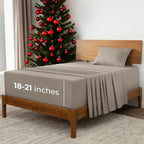 Mellanni Extra Deep Twin Sheets - 3 PC Iconic Collection Bedding - Hotel Luxury, Ultra Soft, Cooling Bed Sheets - Wrinkle, Fade, Stain Resistant (Twin, Tan)