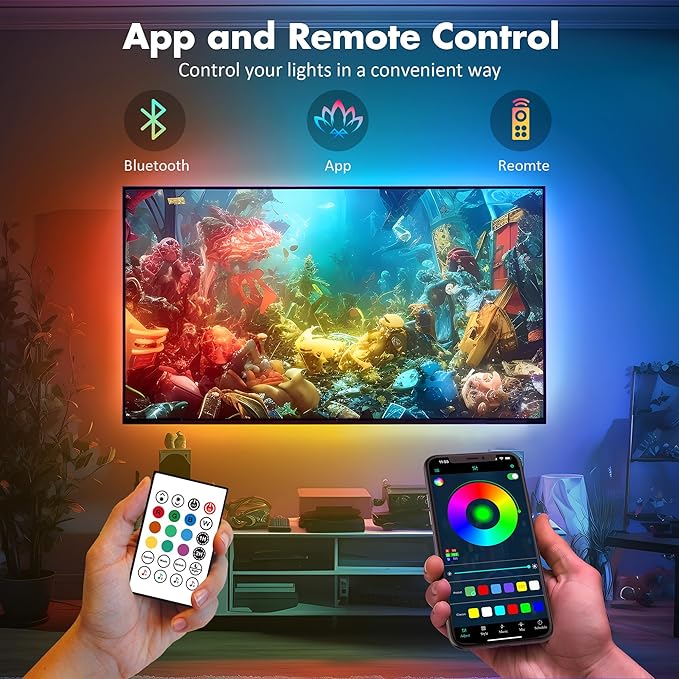 Maylit ICRGB TV LED Backlight, App Control LED Lights for 20-36in TV/Monitor, Music Sync Color Changing TV LED Strip Lights for Home Decor, USB Powered Gaming Accessories Lights for Bedroom Room Decor
