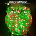 btfarm 30 Pack Fairy Lights Battery Operated [3 Modes], 7ft 20 Led Twinkle Lights String Lights Waterproof Bulk Small Mini Silver Wire for Christmas Mason Jars Wedding Table Centerpiece, Red Green