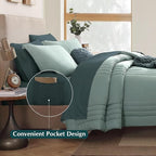 Monbix California King Size Comforter Set - 7 Pieces Bed in a Bag California King, Sage Green Bedding Sets, All Seasons Down Alternative Comforter Bed Set with Sheets, Pillowcases & Shams