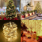 2 x Fairy Lights Battery Operated,Silver Wire Chains 8 Mode 16Ft/5Meter 50 LEDs Timer String Lights with Remote Control for Bedroom Christmas Party Wedding Decoration(Warm White)