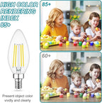 Cotanic Dimmable LED Candelabra Bulb with E12 Small Base, C35 Ceiling Fan Light Bulbs, 5000K, 4W, 60W Equivalent, 600LM, 8 Pack, Vintage Candle Lightbulb for Chandelier, Sconce, Porch Lights