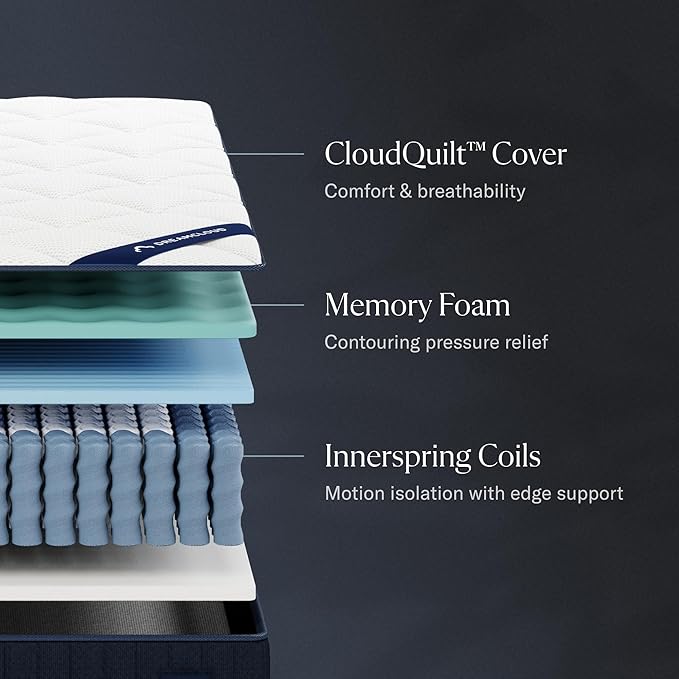 DreamCloud Classic 12" Twin XL Mattress - Luxury Hybrid Gel Memory Foam - 365 Night Trial - Fiberglass Free - Forever Warranty - Mattress in a Box - CertiPUR-US Certified