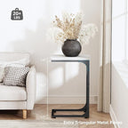 QEEIG C Table Side Table Set of 2 Living Room Sets C Shaped Couch Tray End Tables Modern, Black and White (017-30WB)