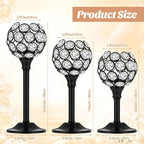 Qunclay 18 Pieces Crystal Candle Holders Bulk Candle Stick Holder Centerpieces for Table Wedding Centerpieces Crystal Decorative Tealight Dining Table Decor for Party(Black)