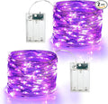 BrizLabs Purple Halloween Lights, 19.47ft 60 LED Purple Fairy Lights, 2 Modes Battery Halloween String Light, Indoor Silver Wire Battery Twinkle Light for Christmas Party Carnival Home Wedding Decor