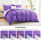 HYMOKEGE Dark Purple/Lavender King Size Comforter Set Seersucker 7 Pieces, All Season Luxury Bed in a Bag for Bedroom, Bedding Set with Comforter, Sheets, Pillowcases & Shams