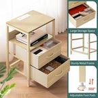Yoobure Nightstand with Charging Station, LED Night Stand with Fabric Drawers and Storage Shelf for Bedroom, Nightstands Bedside Tables with USB Ports & Outlets, Small Night Stands, Bed Side Table