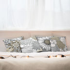 Ambesonne Floral Throw Pillow Cushion Case Pack of 4, Flower Petals Modern Color Palette Chamomile Peony Dahlia and Sunflower Print, Modern Accent Double-Sided Digital Printing, 24", Slate Brown Grey