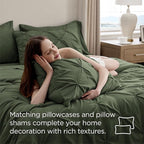 Bedsure Full Comforter Set Olive Green - Bed in a Bag Full Size Bedding Set 7 Pieces, GentleSoft™ Pintuck Bed Set Gift for Family, Pinch Pleat All Season Comforter with Sheets, Pillowcases & Shams