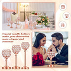 Qunclay 18 Pieces Crystal Candle Holders Bulk Candle Stick Holder Centerpieces for Table Wedding Centerpieces Crystal Decorative Tealight Dining Table Decor for Party(Rose Gold)