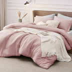 Bedsure King Size Comforter Set - Pink Soft Bedding for All Seasons, Cationic Dyed Bed Set, 3 Pieces, 1 King Size Comforter (104"x90") and 2 Pillow Shams (20"x36"+2")
