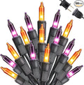 Toodour Orange & Purple Halloween Lights, 25ft 100 Count Incandescent Halloween String Lights, UL Certified Connectable Mini Bulbs String Lights for Outdoor, Indoor, Garden, Porch, Party, Home Decor