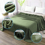 HOZY Soft Blanket Twin Size Fleece Warm Fuzzy Throw Blankets for The Bed Sofa Lightweight 350GSM Green 66"*90"