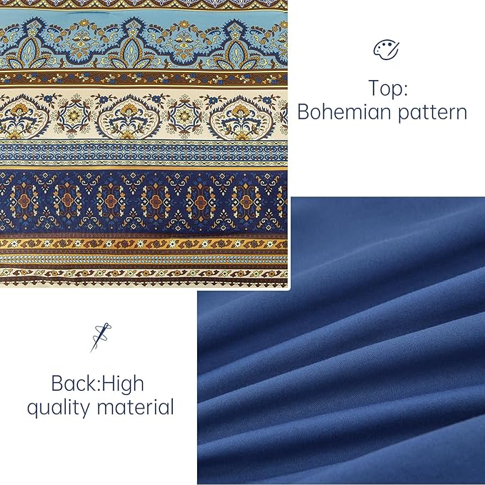 Cottolester Boho King Comforter Set 8 Pieces,Brown Blue Bohemian Comforter Paisley Striped Bed in A Bag,Soft Microfiber Bedding Set for All Season