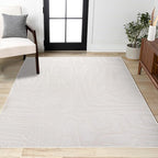 JONATHAN Y Graphic Lines High-Low Indoor Area Rug 5X8 White/Cream, Alcina Modern Scandinavian for Living Room, Bedroom, Kitchen, Easy-Cleaning, High Traffic, Pet-Friendly, Non-Shedding SND102B-5
