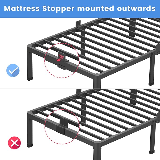 MAF 7 Inch King Metal Platform Bed Frame with Round Corner Legs, 3000 LBS Heavy Duty Steel Slats Support, Noise Free, No Box Spring Needed, Easy Assembly