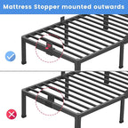 MAF 12 Inch California King Metal Platform Bed Frame with Round Corner Legs, Mattress Slide Stopper, 3000 LBS Heavy Duty Steel Slats Support, No Box Spring Needed, Noise Free
