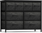 Sorbus Dresser with 8 Faux Wood Drawers - Chest Organizer Unit with Steel Frame Wood Top & Handle Easy Pull Fabric Bins for Clothes - Large Storage Furniture for Bedroom Hallway, Living Room & Closet