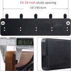 WEBI Coat Rack Wall Mount,Coat Hooks Wall Mounted Rustic,16" Hole to Hole,Large Coat Hanger Wall,Wood Hook Rack,5 Triple Hooks for Hanging Coats,Jacket,Clothes,Black