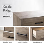 Prepac Rustic Ridge Farmhouse Nightstand Bedside Table, Brown Nightstand for Bedroom, End Table with 3 Drawers 16.25"D x 27.5"W x 26.75"H