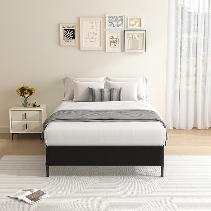MAF 10 Inch Twin Box Spring, High Profile Box Spring Twin Siz 3500 lbs Black Heavy Duty Metal Mattress Foundation with Easy Clean Fabric Cover, Easy Assembly