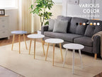 Apicizon Round Side Table Set of 2, White Nightstand Coffee End Table for Living Room, Bedroom, Small Spaces, Morden Side Table Home Decor Bedside with Wood Legs 16.5 Inches