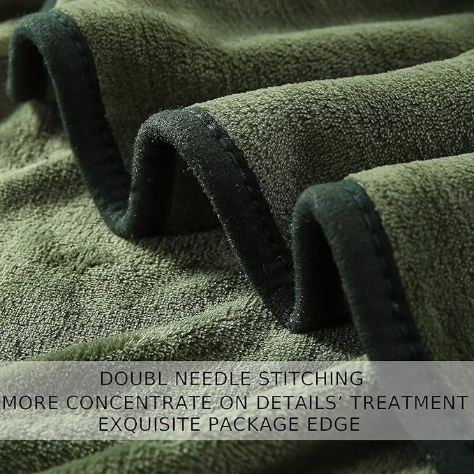 HOZY Soft Blanket Queen Size Fleece Warm Fuzzy Throw Blankets for The Bed Sofa Lightweight 350GSM Green 90"*90"