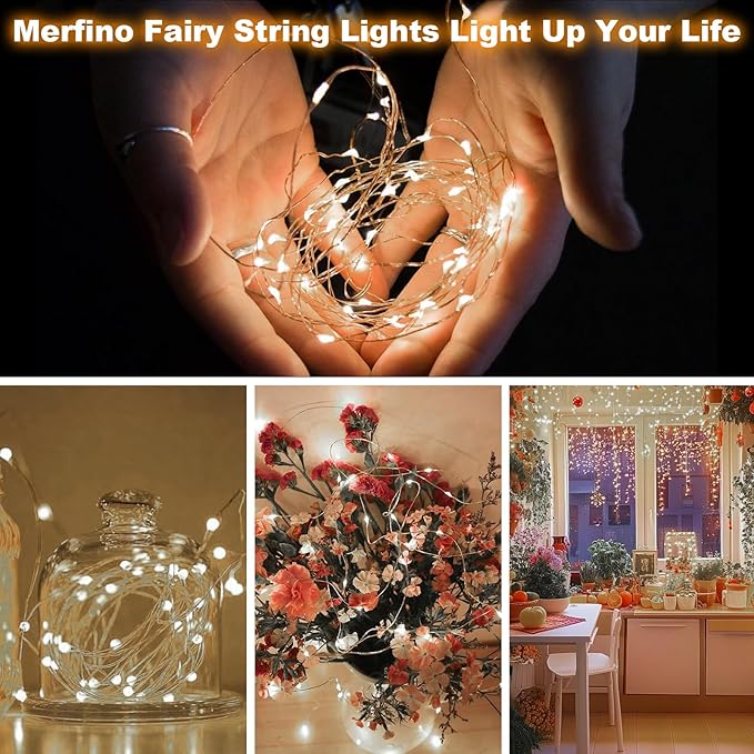 20 Pack Fairy Lights Battery Operated - 3 Speed Modes, 7Ft 20 LED String Twinkle Lights, Waterproof Copper Wire, Mini Firefly Light for Mason Jars Vases Christmas Decor, White