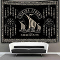 OSUNBD Viking Warship Tapestry Wall Hanging - Large 93x71 inches Storm & Celtic Runes on Soft Flannel Aesthetic Mythology Tapestries Norse Mythology Art for Bedroom, Living Room Decor