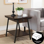 Leick Home 11407 Empiria One Drawer Side Table, Walnut and Foundry Bronze