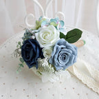 Wedding Bouquets for Bride Bridesmaid, Artificial Dusty Blue Bride Flower Bouquet for Wedding Church Decoration Ceremony, Anniversary, etc, Roses Flowers