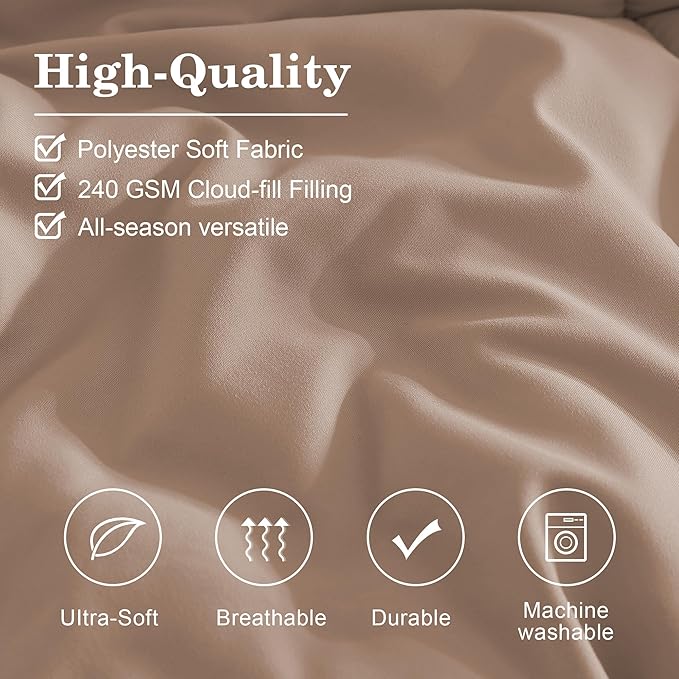 Monbix King Size Comforter Set - 7 Pieces Bed in a Bag King, Rust Pink Bedding Sets with Comforter, All Seasons Down Alternative Comforter Bed Set with Sheets, Pillowcases & Shams