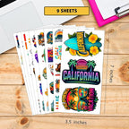 100 PCS California Travel Stickers Pack, Vinyl Waterproof Decals of Beaches Cities Landmarks Food Culture, Fun Gift for Kids Teens Adults Laptop Water Bottle Scrapbook Luggage Car
