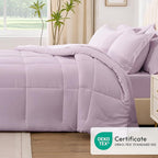 Love's cabin Twin Comforter Set Light Purple, 5 Pieces Twin Bed in a Bag, All Season Bedding Sets with 1 Comforter, 1 Flat Sheet, 1 Fitted Sheet, 1 Pillowcase and 1 Pillow Sham
