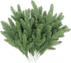 Hananona 100 Pcs Artificial Pine Branches Green Plants Pine Needles DIY Accessories for Garland Wreath Christmas and Home Garden Decor (100, Green)